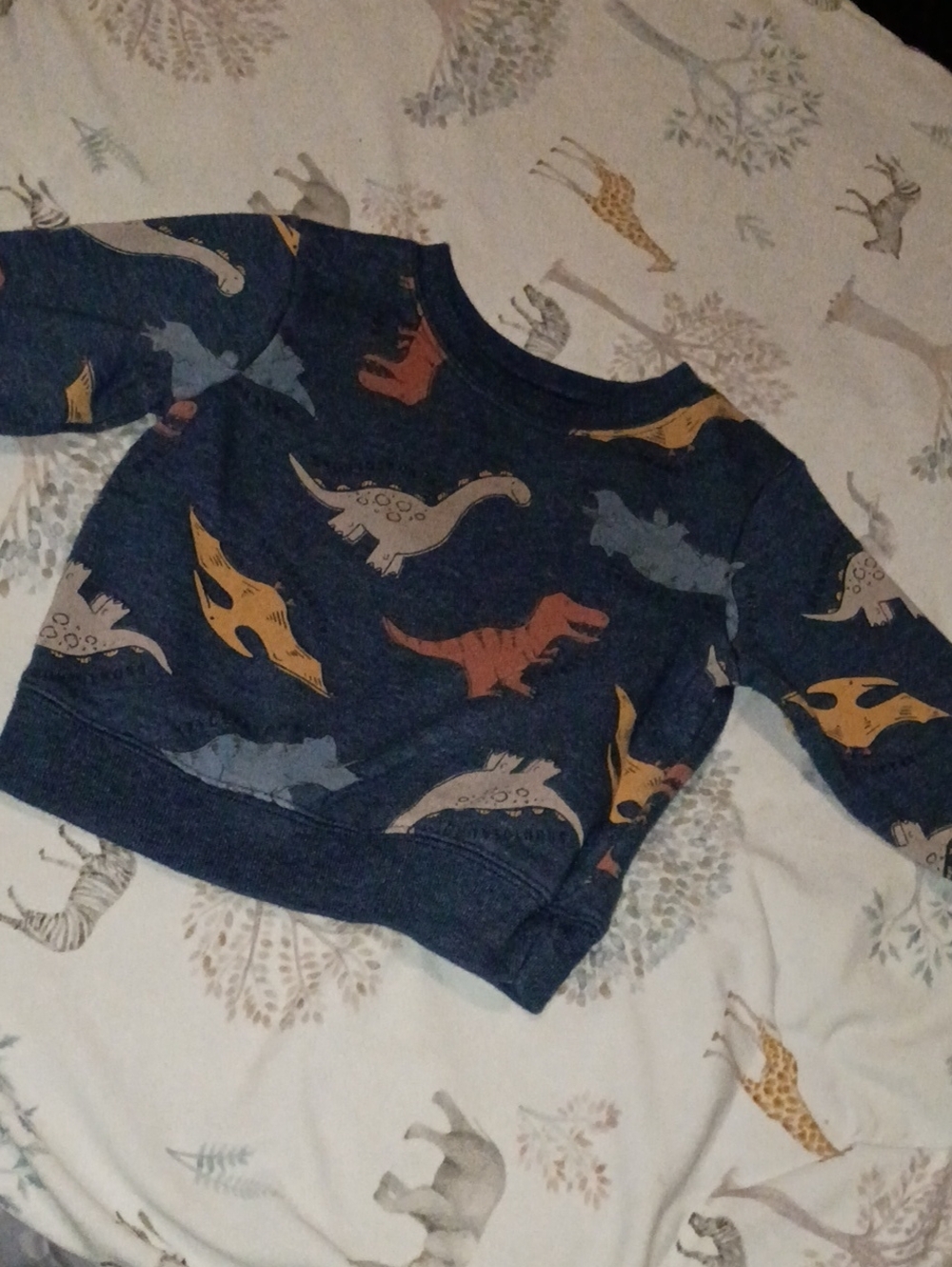 Garanimals Navy Sweatshirt with Orange, Blue and Cream Dinosaur Print